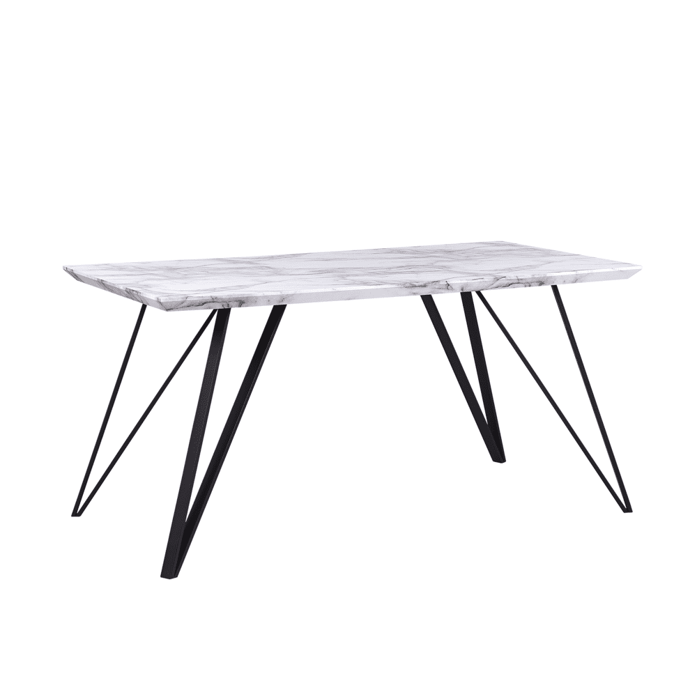 Beliani Jedálenský stôl mramorový vzhľad biely / čierny 150 x 80 cm MOLDEN